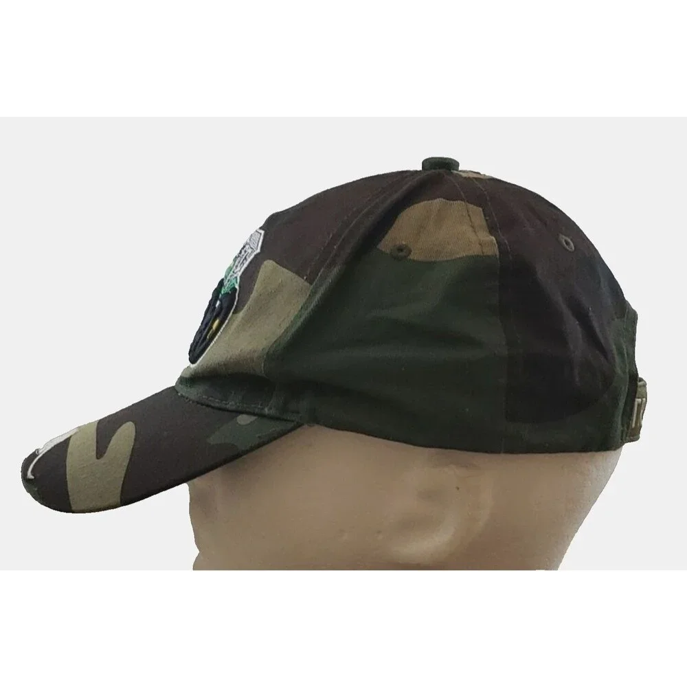 Boys Ocean Blue Adjustable Baseball Cap with Camo Background, Tractor Theme